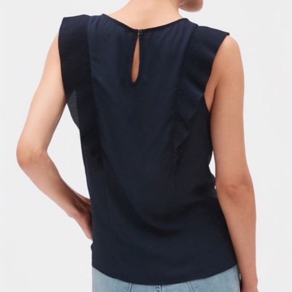 Banana Republic Dark Blue Ruffle Blouse NWT - Picture 2 of 7